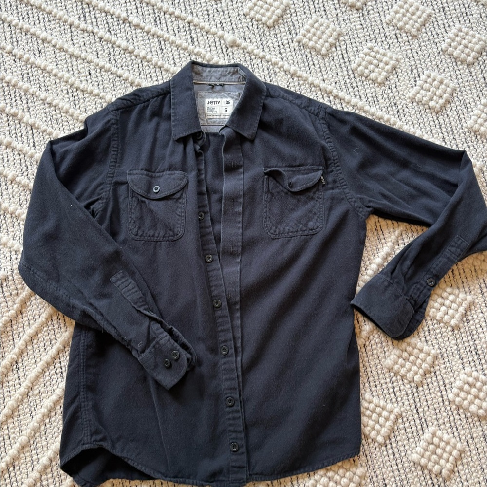 Jetty Black Button-Up Shirt